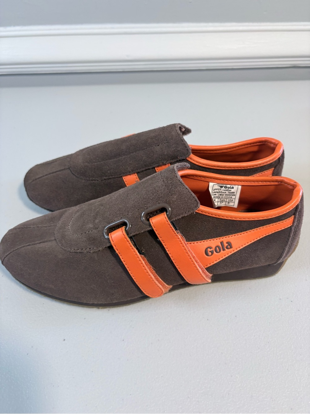Gola Retro Suede Double Strap Sneakers Brown Orange Trainers Women’s US 6 - Picture 7 of 12